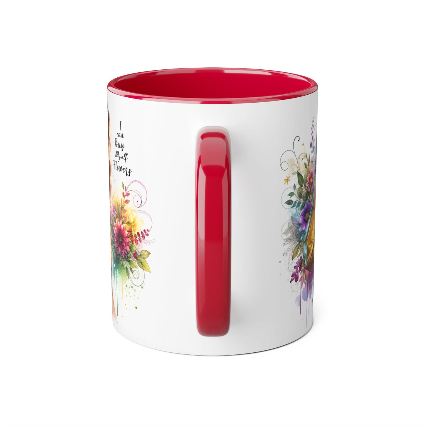 I Can Buy Myself Flowers Floral Art Accent Mug, Inspirational Coffee Cup, Unique Gift for Her, Flower Lover’s Mug, Home Decor Kitchenware