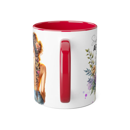 Single AF Floral Accent Mug - Cute Gift for Friends, Coffee Lover, Relationship Humor, Self-Care, Birthday, Celebration