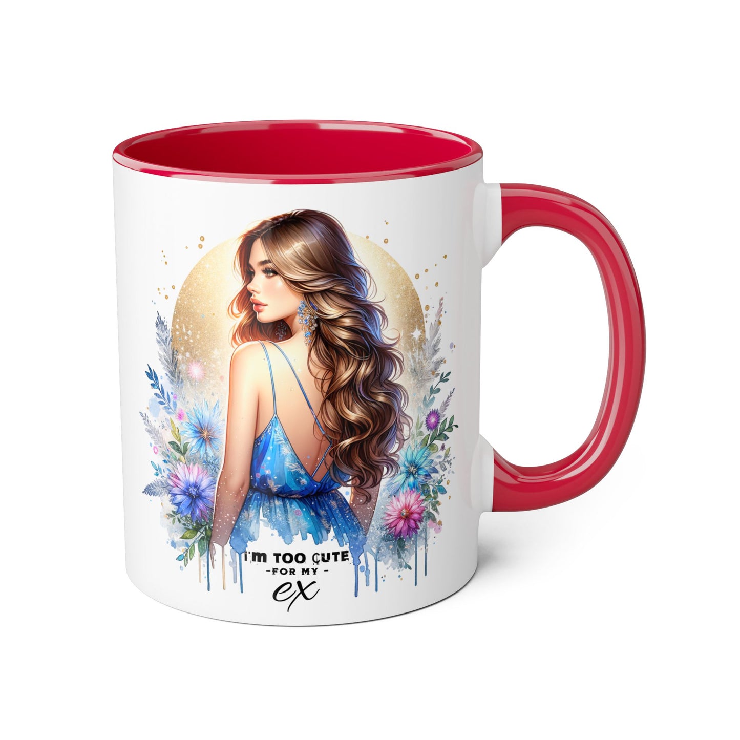 I'm Too Cute For My Ex Chic Accent Mug Designs, Coffee Cup Gift, Floral Artwork, Cute Mug, Inspirational Coffee Mug for Her, Ex Gift Idea, Stylish Drinkware