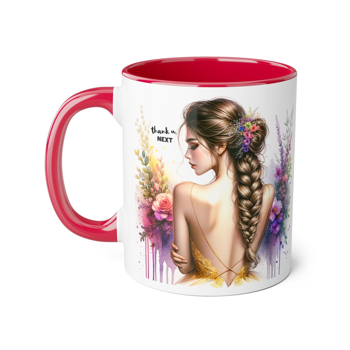 Thank U, Next Floral Art Accent Mug - Perfect Gift for Coffee Lovers, Boho Decor, Birthday, Tea Time, Home Office