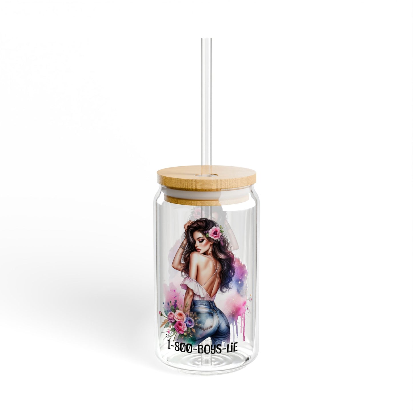 1-800-Boys-Lie Boss Babe Sipper Glass, 16oz | Stylish Drinkware for Home & Office, Perfect Gift for Bosses, Fun Bachelorette or Birthday Party Favors