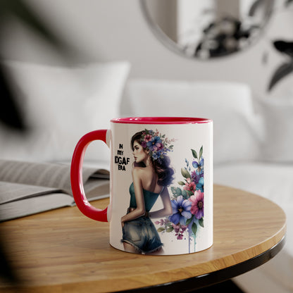 Bold Floral IDGAF Era Mug | Unique Coffee Gift | Retro Vibes | Sassy Tea Cup | Fun Home Decor | Statement Drinkware | 11oz Accent Mug
