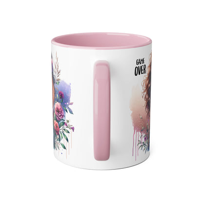 Boho Chic Accent Mug - Perfect Gift for Coffee Lovers, Home Decor, Floral Art, Unique Design, Game Over Theme