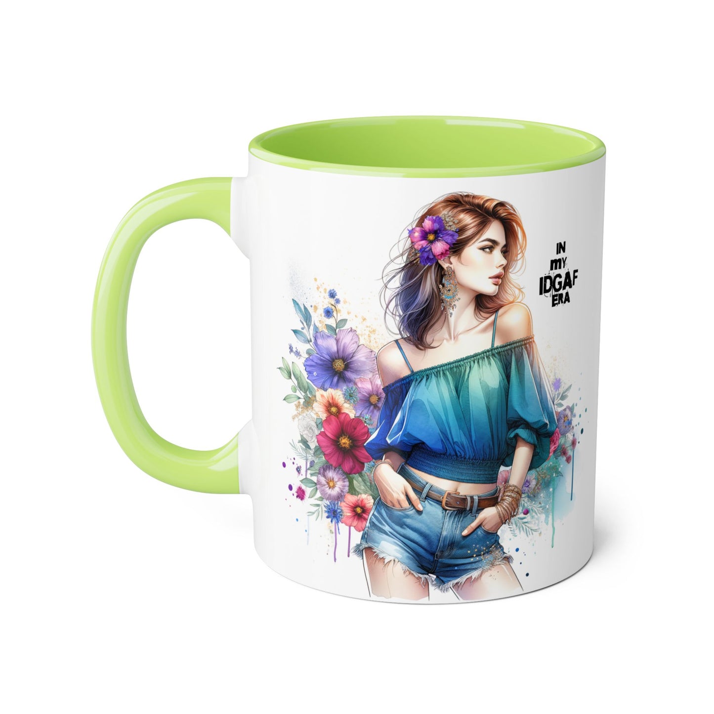 IDGAF Floral Accent Mug - Stylish Coffee Mug for Sassy Souls, Gift for Friends, Unique Home Decor, Perfect for Birthdays, Fun Collectible