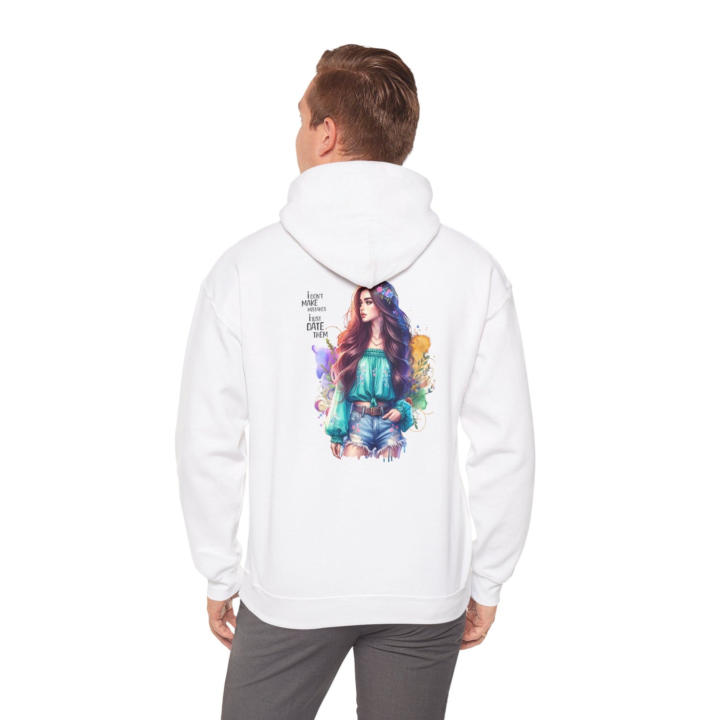 I Don`t  Make Mistakes, I Just Date Them Vibrant Artistic Hoodie - Unisex Heavy Blend™ Hooded Sweatshirt, Casual Wear, Gifts for Art Lovers, Cozy Lounging, Unique Fashion