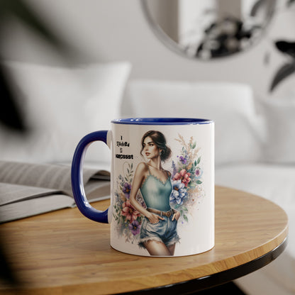 Narcissist Accent Mug, Unique Coffee Cup Gift, Floral Design Mug, Perfect for Self-Care Lovers, Inspirational Drinkware