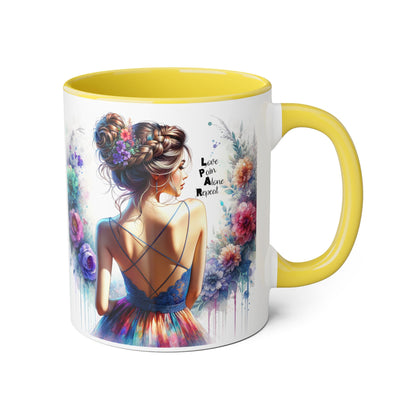 Floral Accent Mug - Vibrant Coffee Cup, Gift for Her, Home Decor, Inspirational Quotes, Art Lover's Mug, Tea Lover's Gift