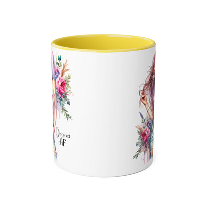 Diamond AF Floral Accent Mug - Stylish Coffee Cup, Great Gift for Her, Birthday, Friendship, Self-Care