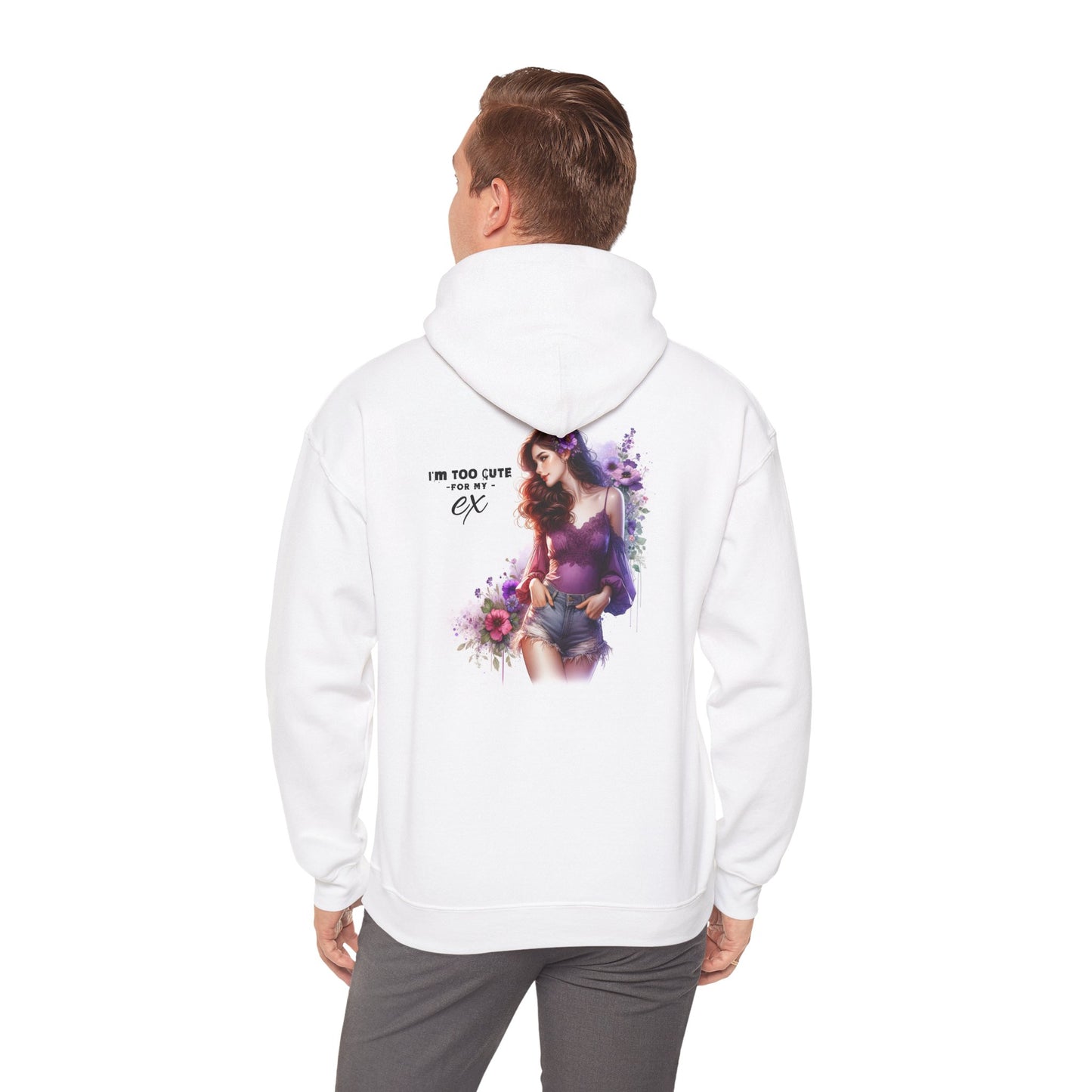 I'm Too Cute For My Ex  Floral Sweatshirt - Unisex Heavy Blend Hoodie for Cozy Days, Perfect Gift for Friends, Birthdays, Casual Outings, and Self-Care