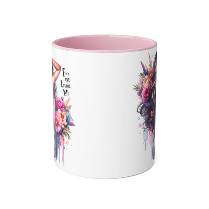 Boho Floral Accent Mug, Empowering Coffee Cup, Gift for Friends, Home Decor, Art Lover's Mug