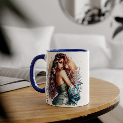 Artistic Accent Mug, Colorful Coffee Cup, Unique Gift for Her, Dreamy Floral Design, Ideal for Birthdays, Self-Care Moments