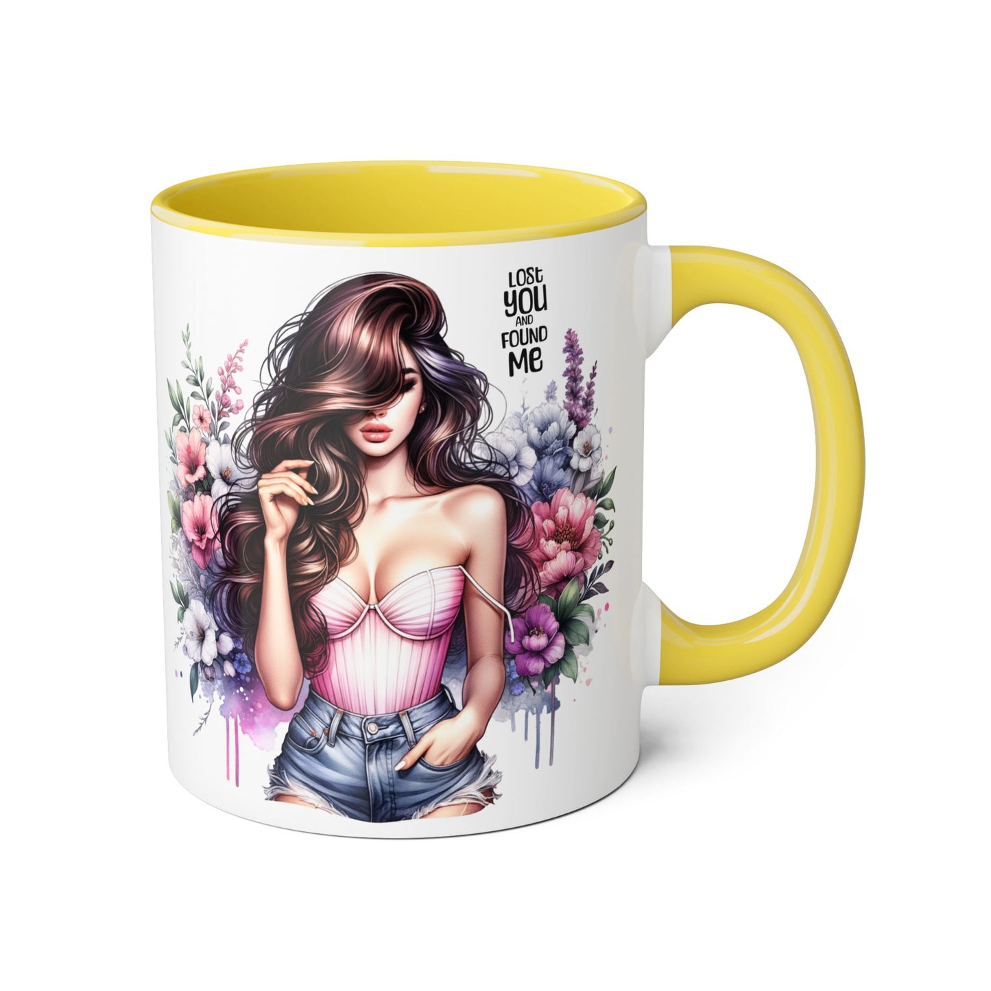 Floral Art Accent Mug - Lost You and Found Me , Coffee Lover Gift, Home Decor, Birthday, Mother's Day, Inspirational Drinkware