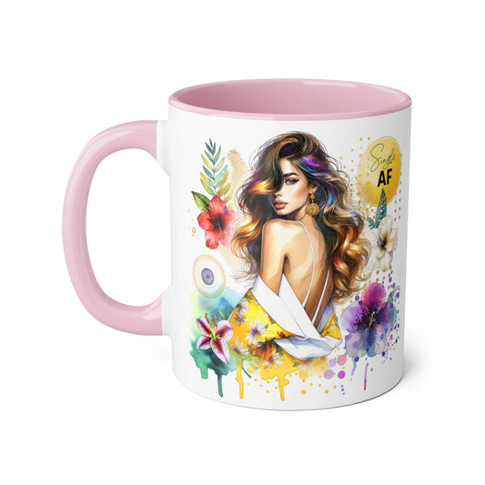 Single AF Colorful Motivational Accent Mug with Floral Design, Perfect for Gifts and Daily Inspiration