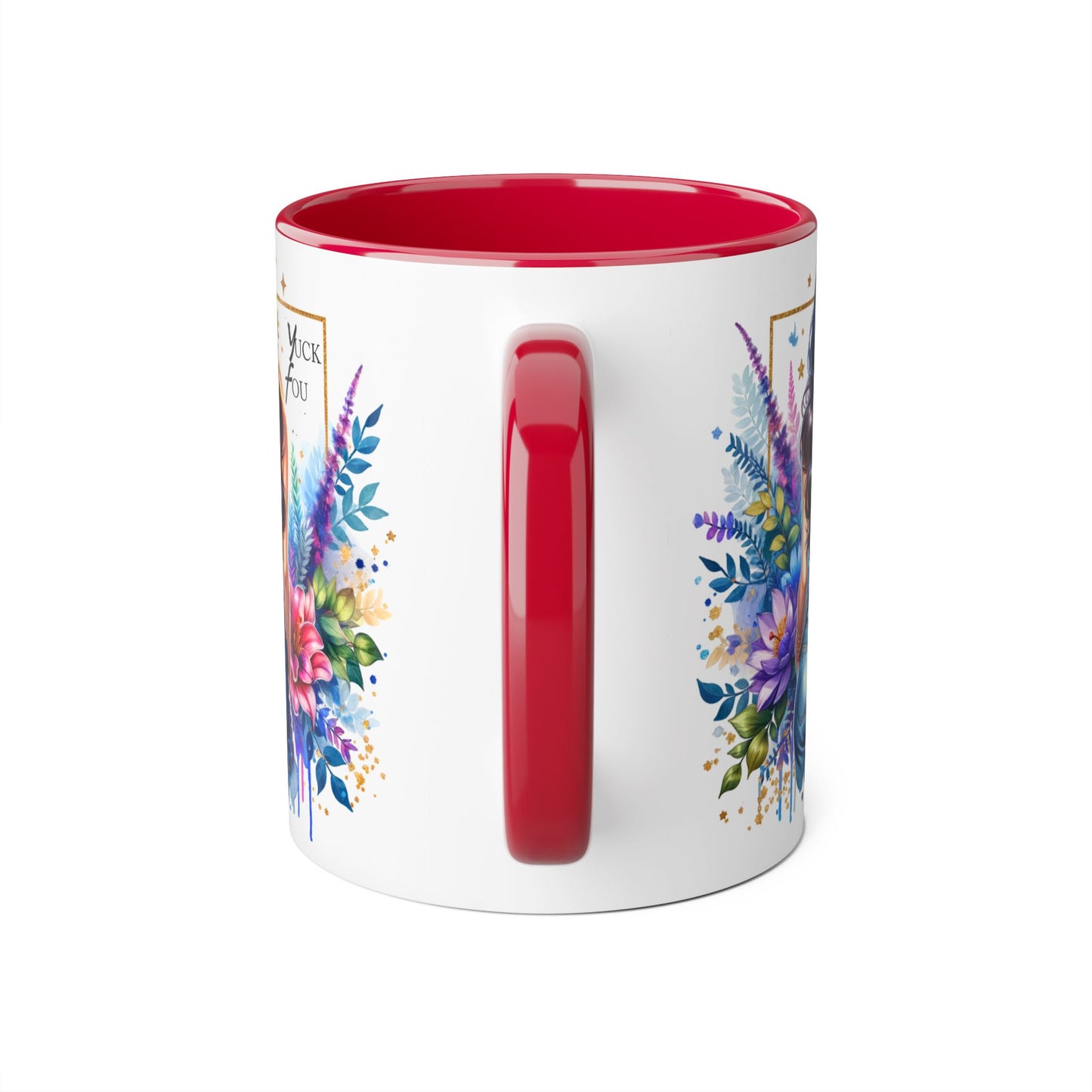 Yuck Fou Bohemian Floral Accent Mug, 11oz, Artistic Coffee Cup, Gift for Her, Stylish Drinkware, Home Decor, Unique Kitchen Accessories