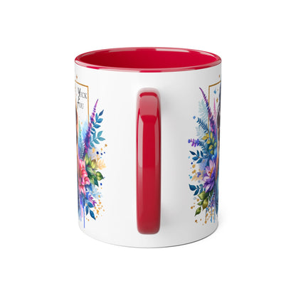 Yuck Fou Bohemian Floral Accent Mug, 11oz, Artistic Coffee Cup, Gift for Her, Stylish Drinkware, Home Decor, Unique Kitchen Accessories