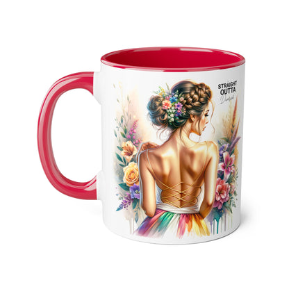 Straight Outta Divorced Humoristic Artistic Accent Mugs, 11oz | Botanical Floral Designs | Perfect Gift for Art Lovers, Home Decor, Birthday, Coffee Enthusiasts, Tea Lovers