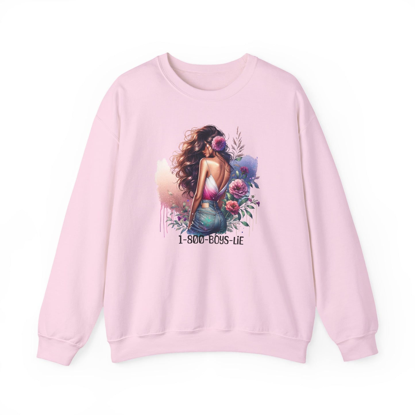 1-800-Boys-Lie Boss Babe Floral Sweatshirt | Unisex Comfortable Crewneck, Trendy Gift for Her, Affirmation Clothing, Cozy Fashion