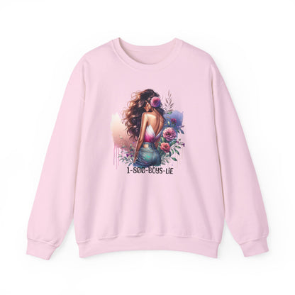 1-800-Boys-Lie Boss Babe Floral Sweatshirt | Unisex Comfortable Crewneck, Trendy Gift for Her, Affirmation Clothing, Cozy Fashion