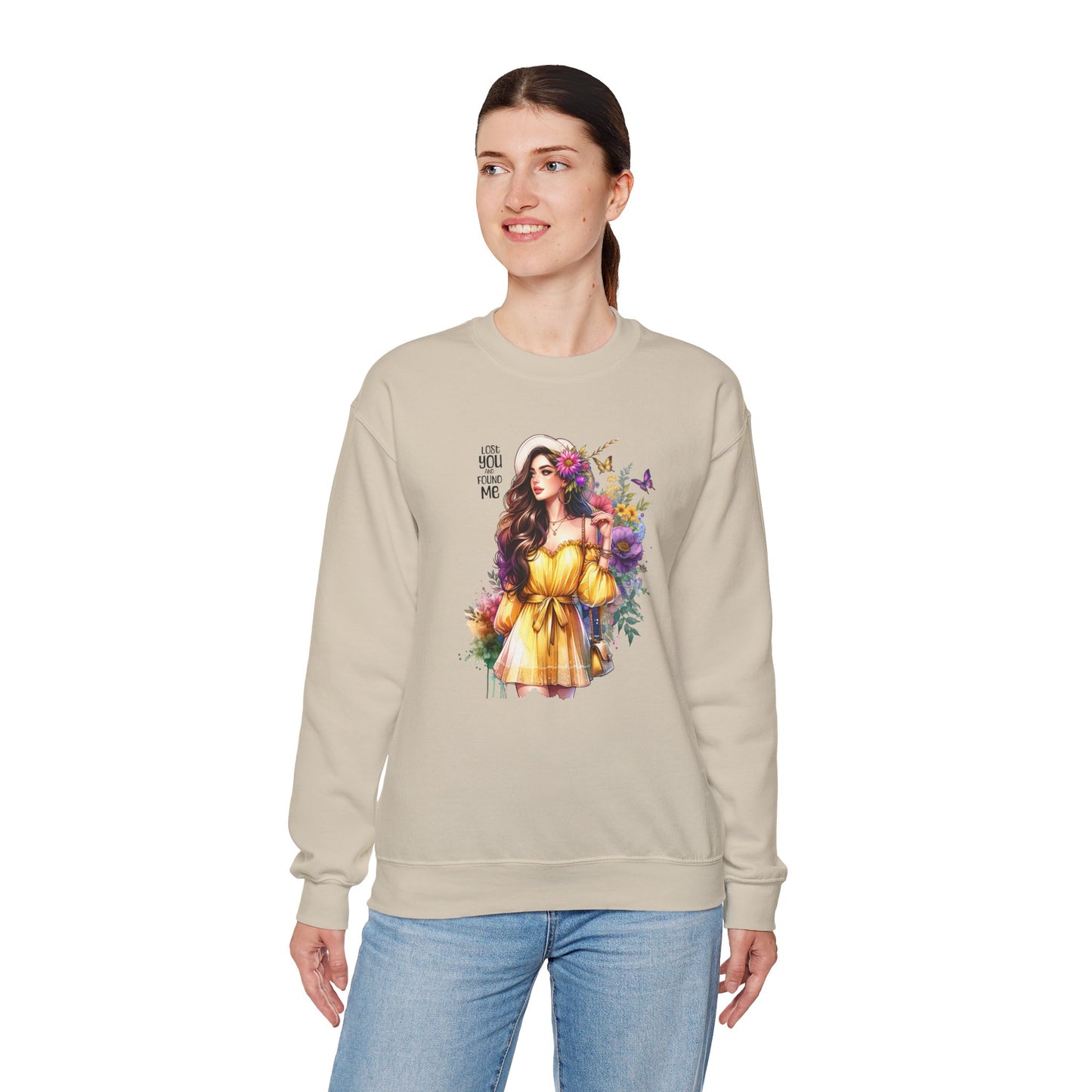 Lost You And Found Me Floral Art Crewneck Sweatshirt, Cozy Unisex Sweater, Gift for Her, Spring Fashion, Inspirational Apparel
