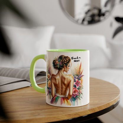 Thank U, Next Floral Artwork Accent Mug, Thank U Next Coffee Mug, Gift for Her, Floral Style Drinkware, Unique Home Decor