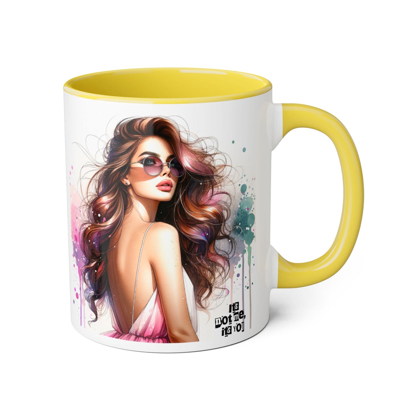 It's Not Me, It's You Humoristic Chic Abstract Accent Mug, Vibrant Coffee Cup, Trendy Gift for Her, Colorful Art Mug, Fashionista Drinkware