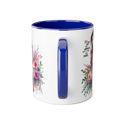 Money Can't Buy Happiness But It Can Buy Divorce Humoristic Floral Inspirational Mug, Gift for Friends, Coffee Cup, Tea Lover, Flower Design, Motivational Quote, Birthday Gift
