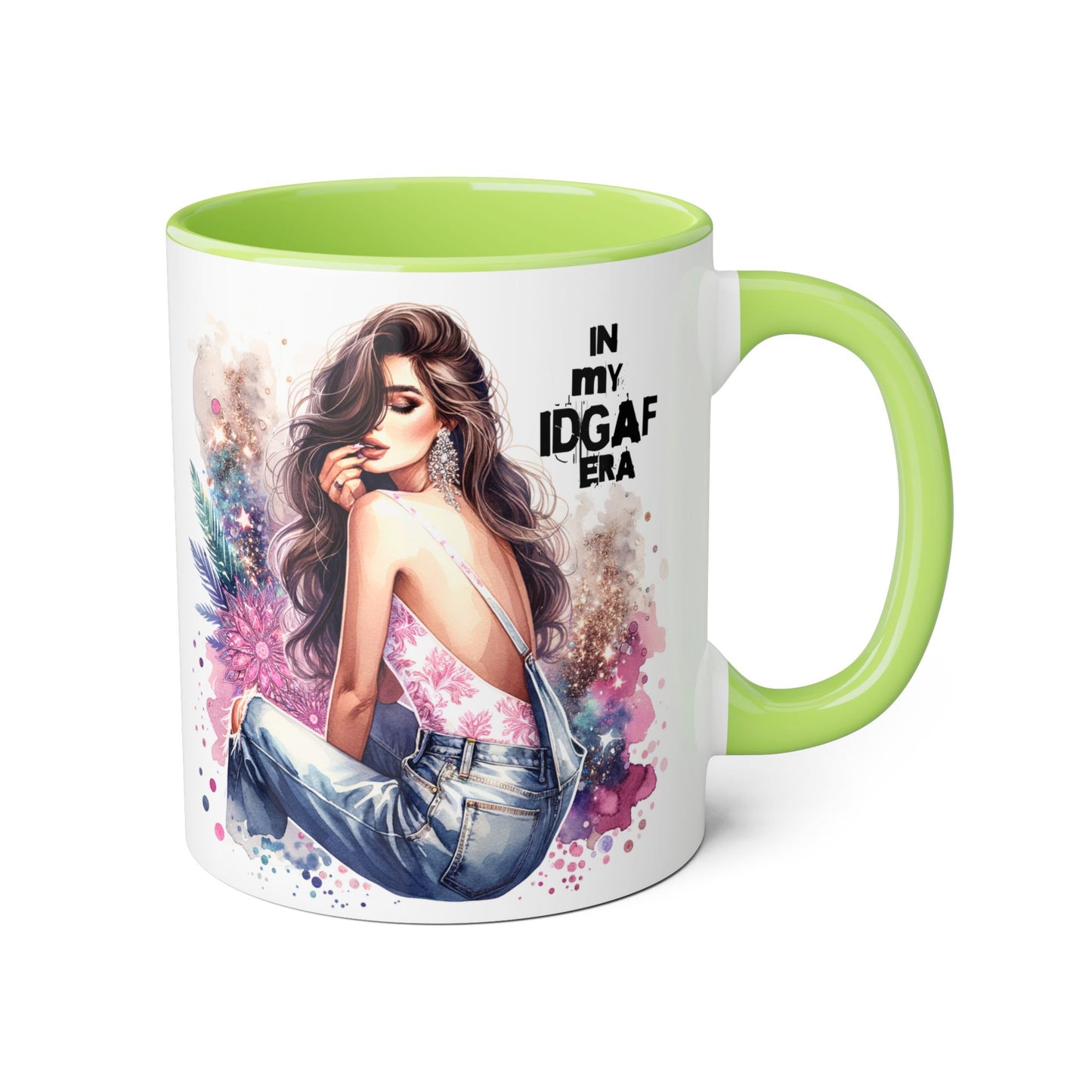 Stylish IDGAF Era Accent Mug, Empowering Gift for Her, Cute Coffee Cup, Trendy Drinkware, Funny Quote Mug, Perfect for Gifting