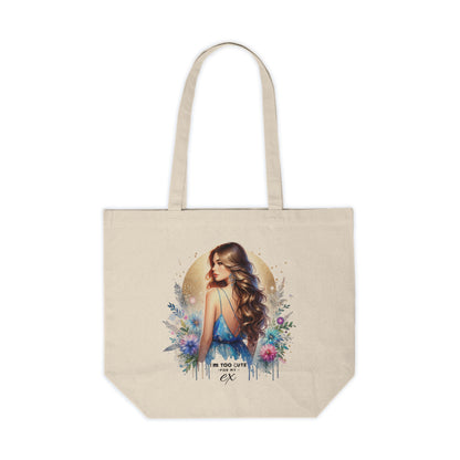 I'm Too Cute For My Ex Stylish Canvas Shopping Tote with Floral Design, Eco-Friendly Tote Bag, Reusable Grocery Bag, Urban Fashion Accessory, Perfect Gift for Her