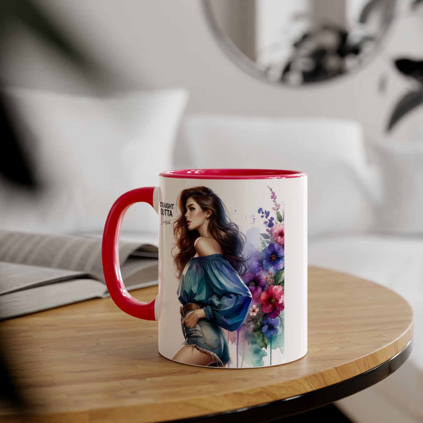 Straight Outta Divorced Humoristic Artistic Accent Mug, Personalized Gift for Coffee Lovers, Floral Design Mug, Straight Outta Mug, Creative Kitchenware, Unique Home Decor