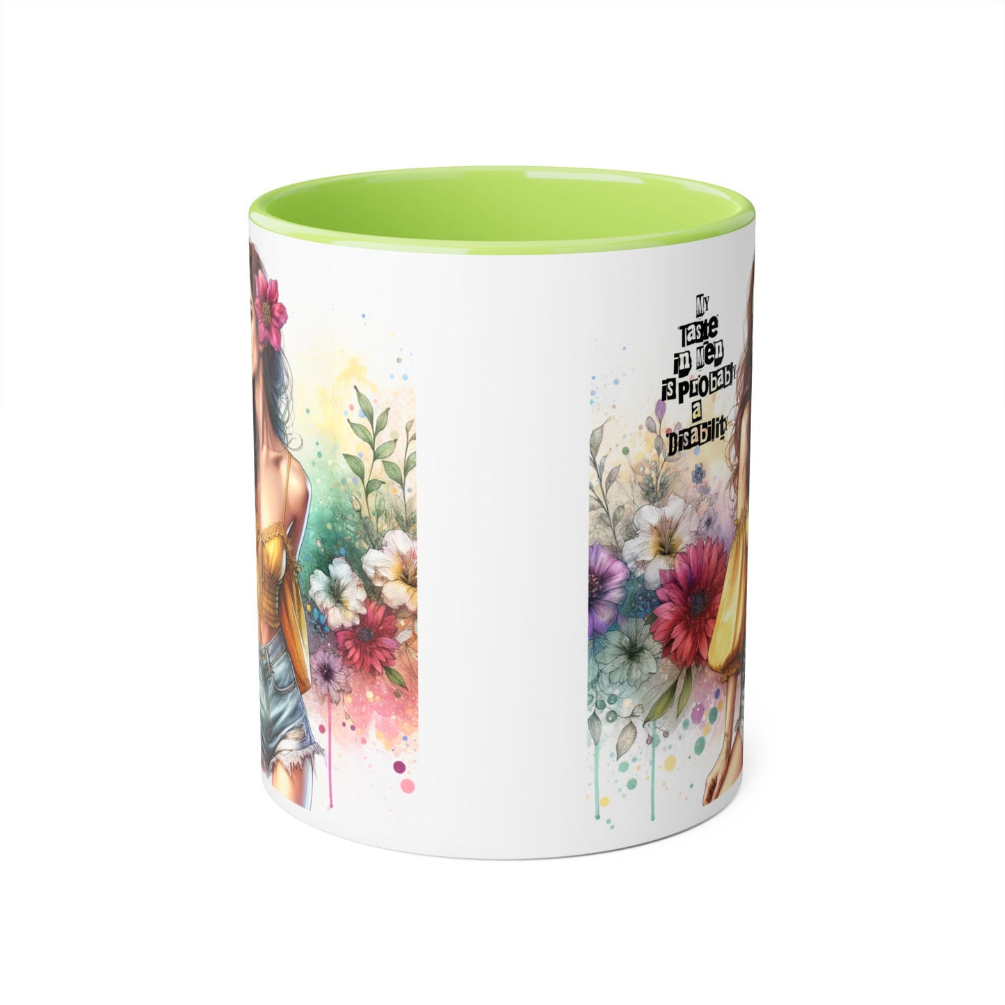 Funny Accent Mug - My Taste in Men is Probably a Disability Humor 11oz Cup