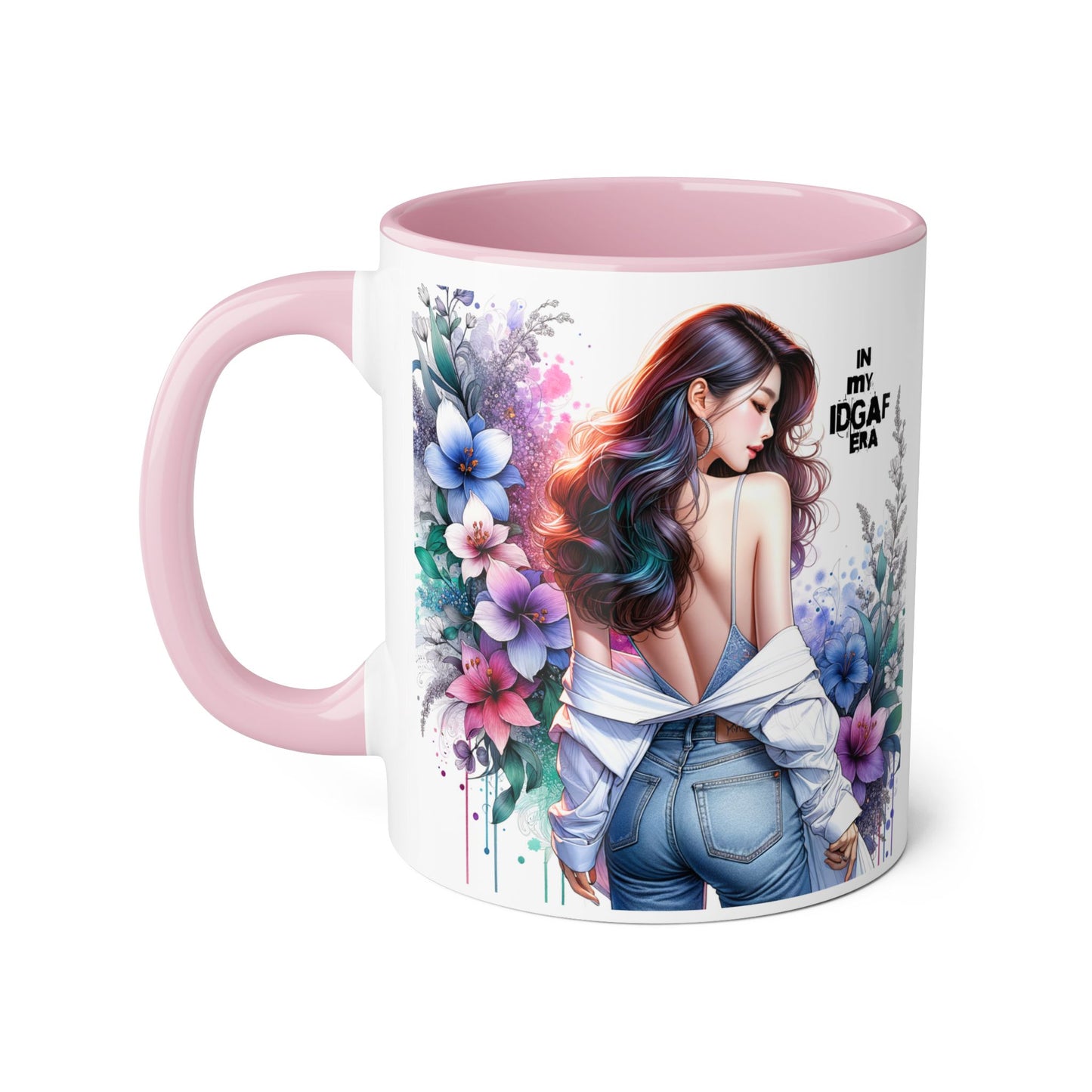 Floral Graphic Accent Mug, Gift for Her, Coffee Tea Mug, Unique Housewarming Present, My IDGAF Era