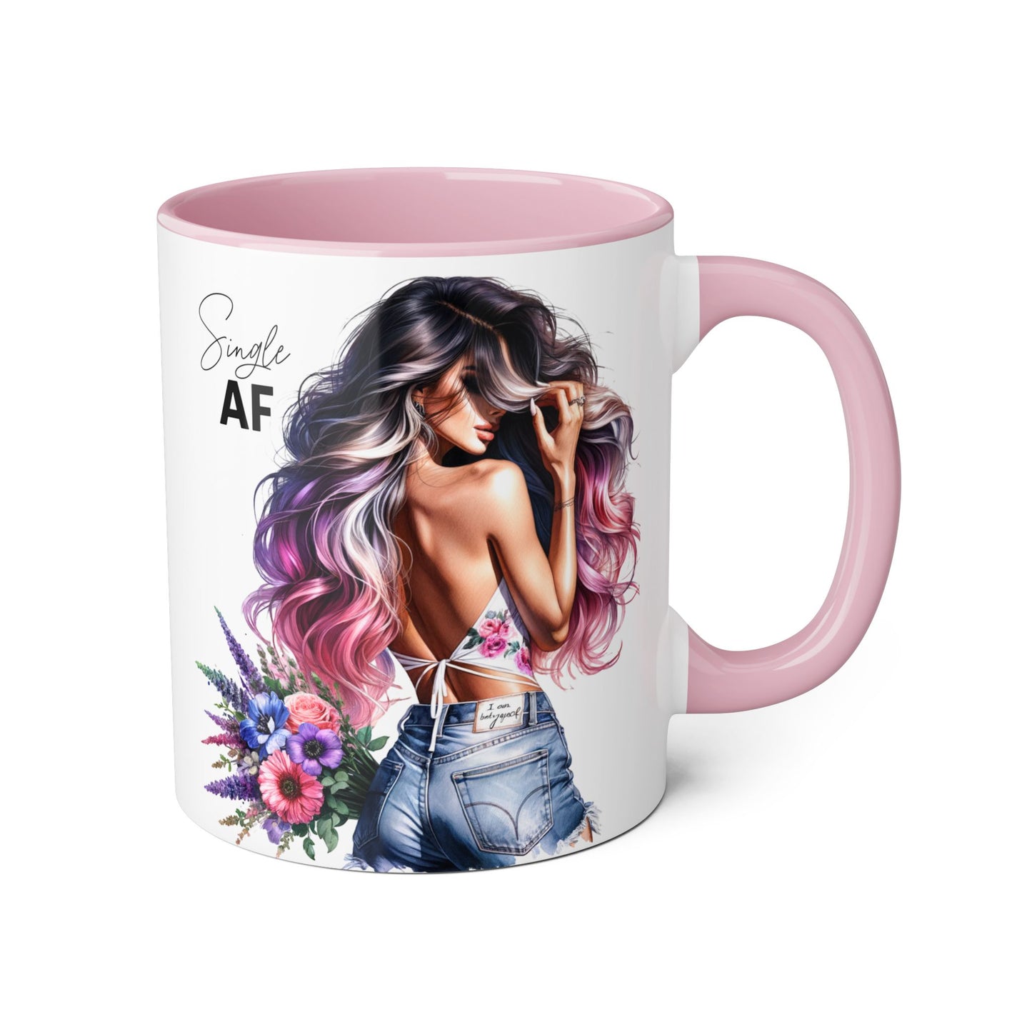 Single AF Bold Floral Single AF Accent Mug - Perfect for Coffee Lovers, Gifts for Her, Self-Care, Celebration, Home Decor