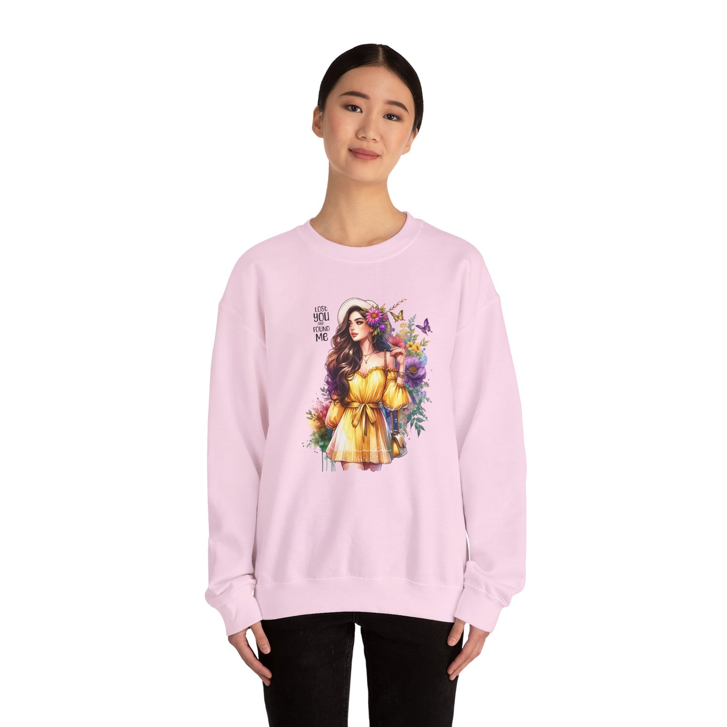 Lost You And Found Me Floral Art Crewneck Sweatshirt, Cozy Unisex Sweater, Gift for Her, Spring Fashion, Inspirational Apparel