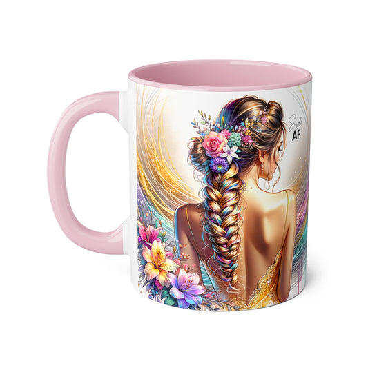 Colorful Floral Accent Mug, Artistic Coffee Cup, Gift for Her, Inspirational Drinkware, Trendy Floral Mug, Home & Kitchen Decor