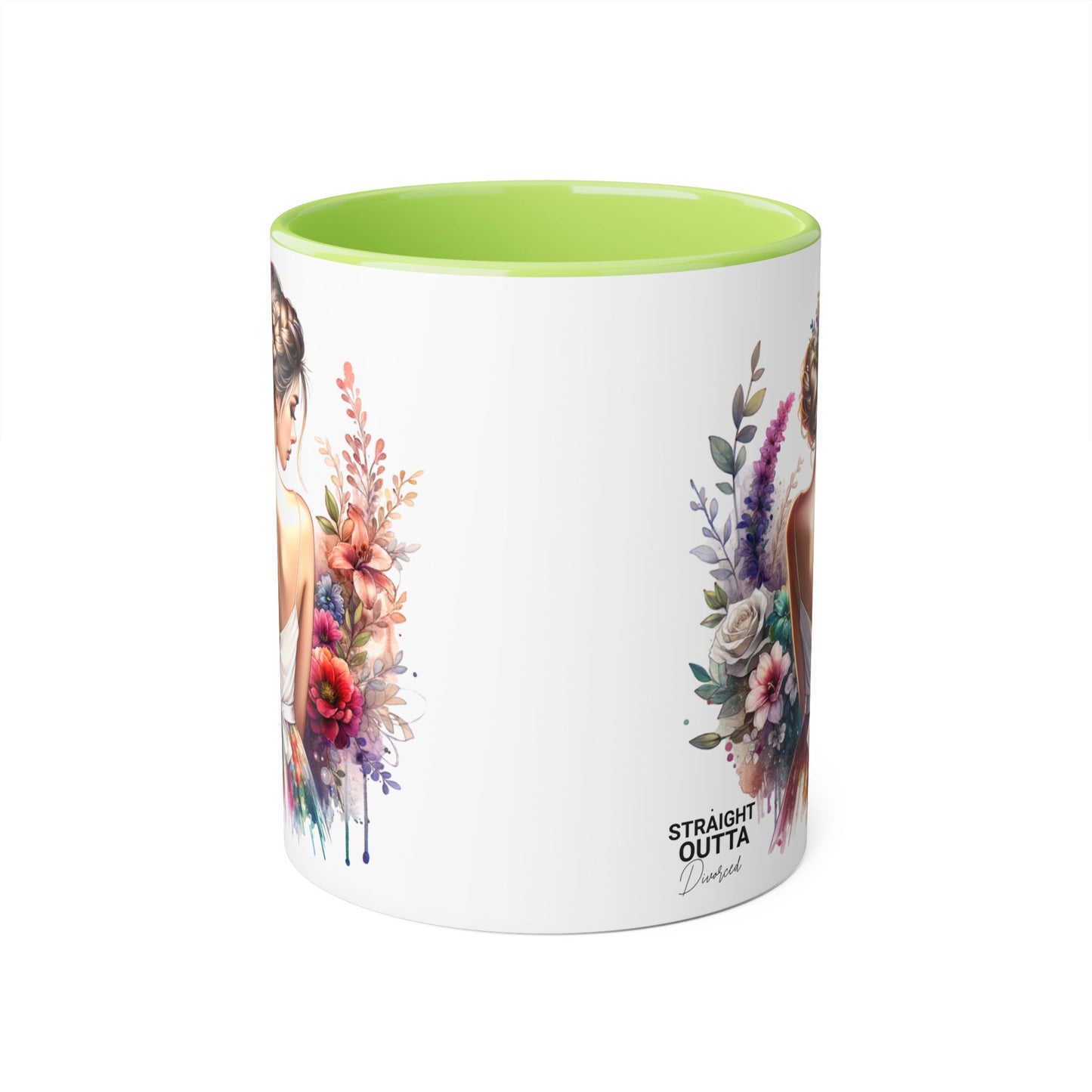 Straight Outta Divorced Humoristic Floral Art Mug, Personalized Gift Mug, Wedding Gift, Coffee Mug, Inspirational Mug, Colorful Accent Mug