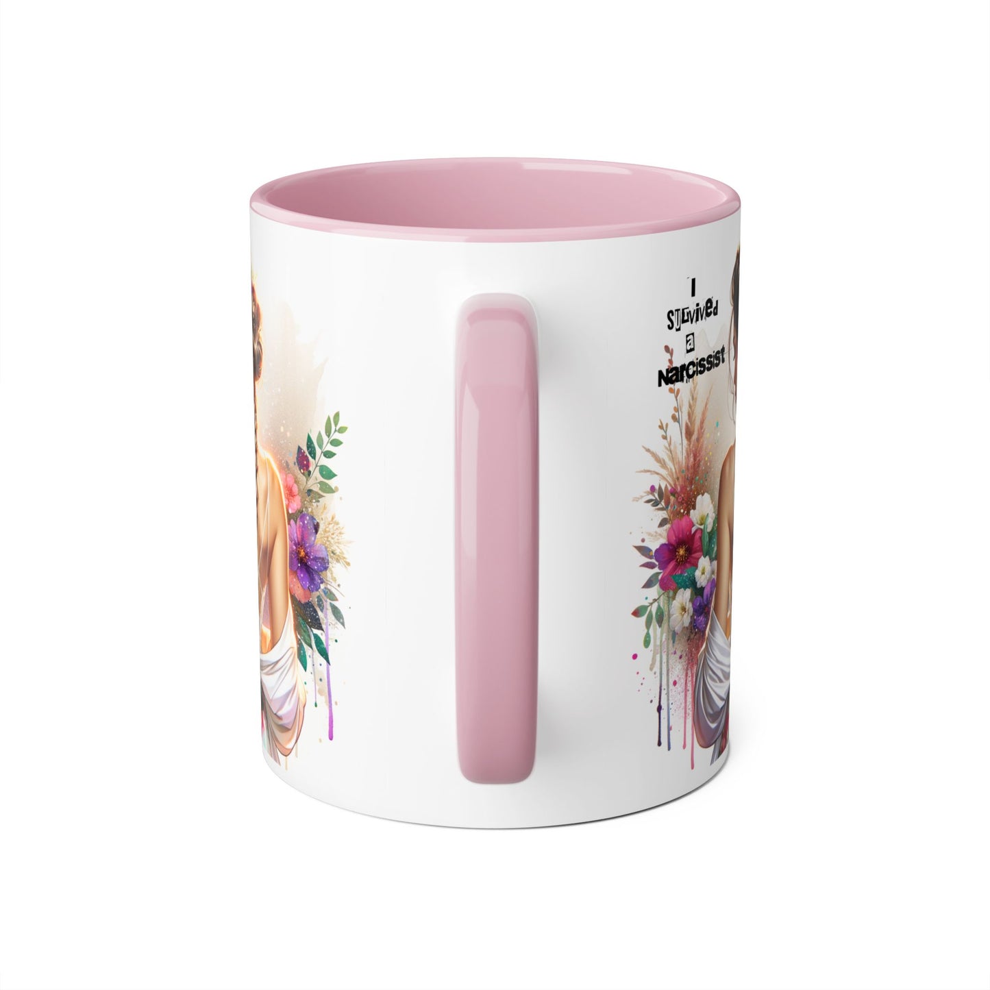 Narcissist Accent Mug, Coffee Cup for Self-Love, Gift for Her, Inspirational Mug, Floral Art Ceramic Mug