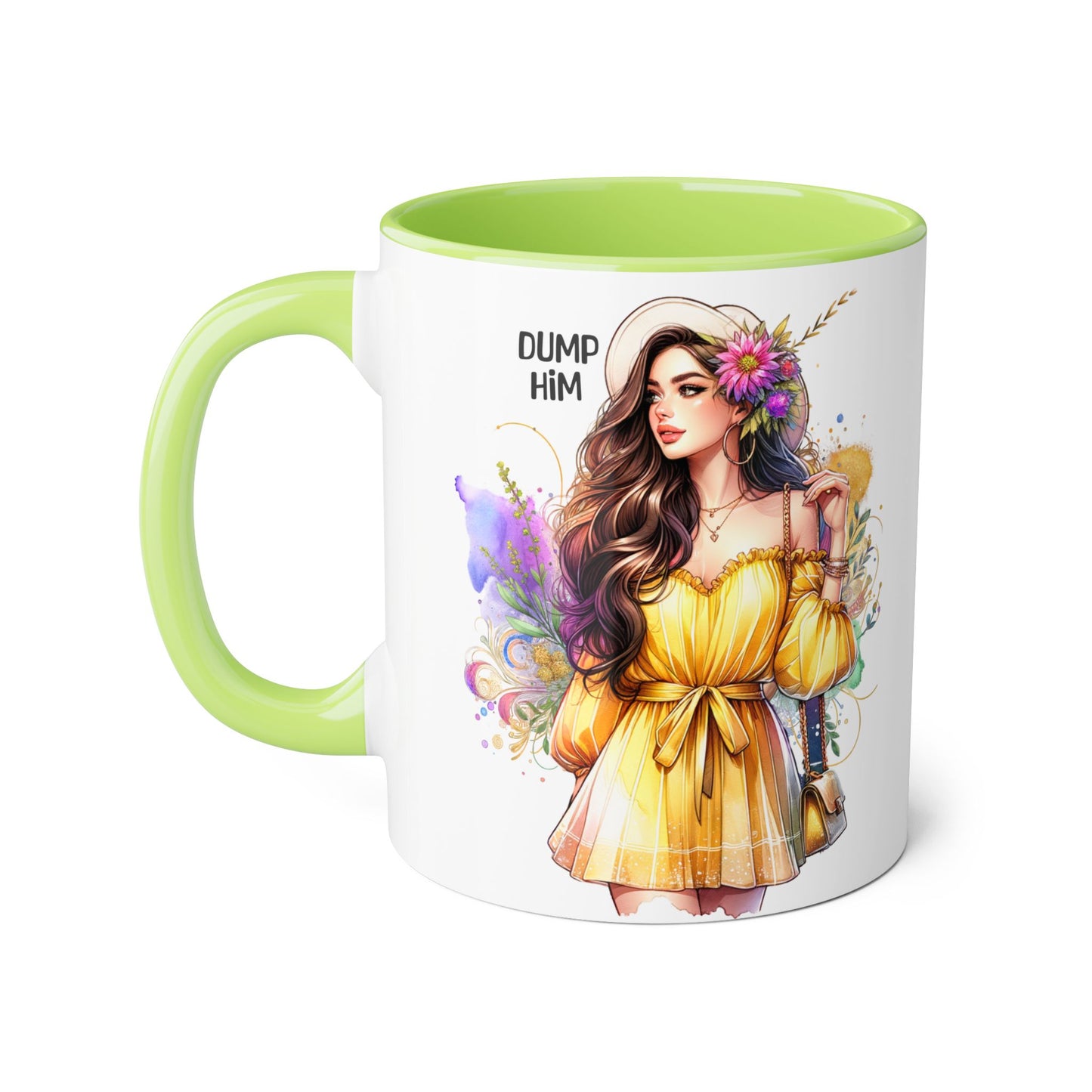 Chic Dump Him Coffee Mug, 11oz Accent Mug, Gift for Her, Statement Cup for Friends, Bold Design for Self-Love, Fun Coffee Breaks