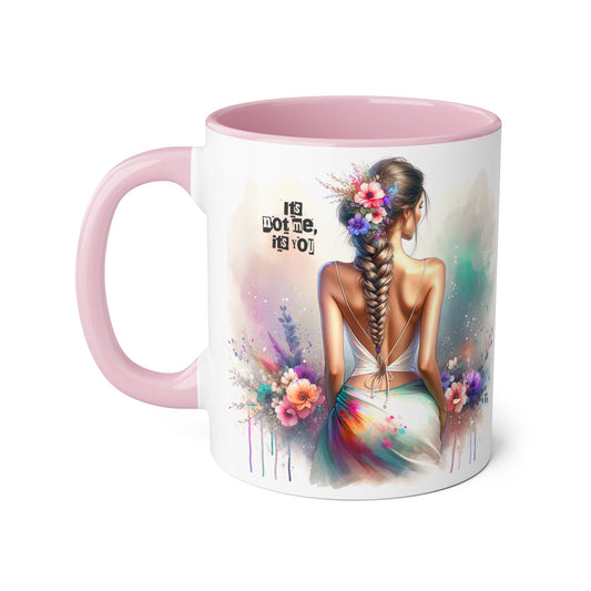 It's Not Me, It's You Humoristic Colorful Floral Accent Mug, Thank You Gift, Coffee Cup, Artisanal Drinkware, Customizable Ceramic Mug, Inspirational Quote Mug