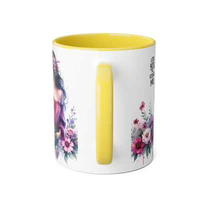 Lost You and Found Me Floral Beauty Accent Mug, Coffee Cup, Gift for Her, Inspirational Quote Mug, Artistic Drinkware, Home Decor