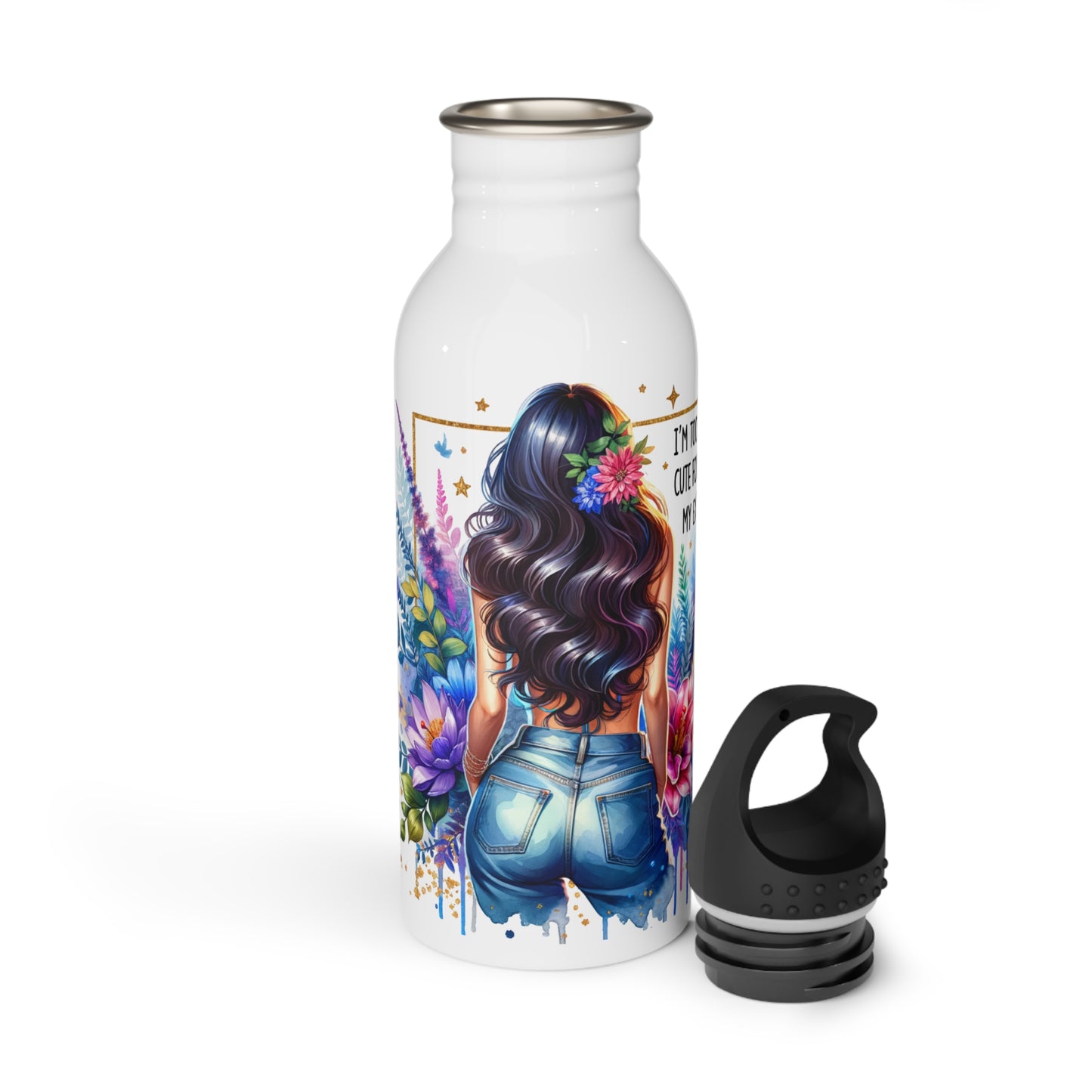 I'm Too Cute For My Ex  Floral Stainless Steel Water Bottle, Personalized Hydration, Gift for Her, Fitness Accessories, Travel Mug, Eco-Friendly Bottle
