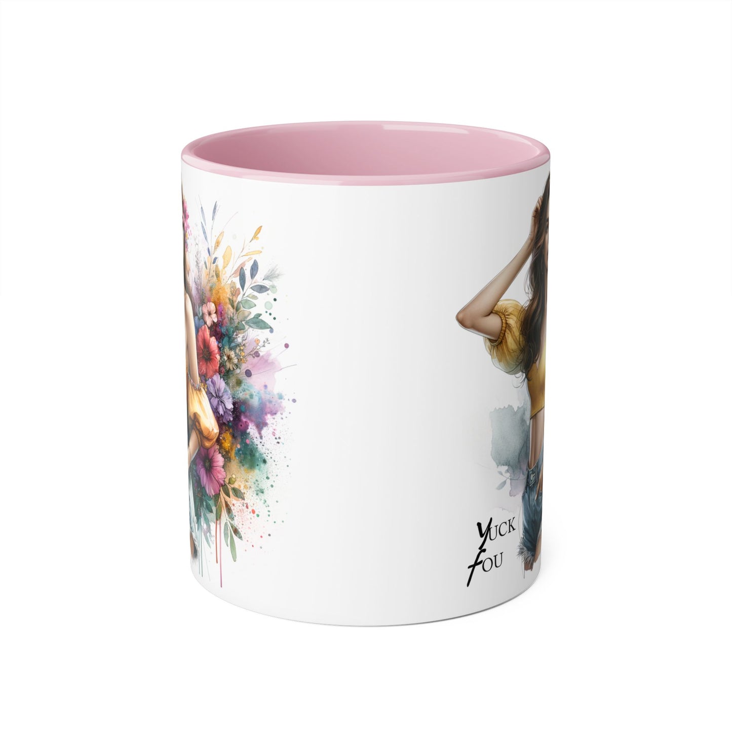 Yuck Fou Floral Accent Mug: Stylish Coffee Cup for Home, Gifts, Birthdays, Tea Lovers, Art Enthusiasts