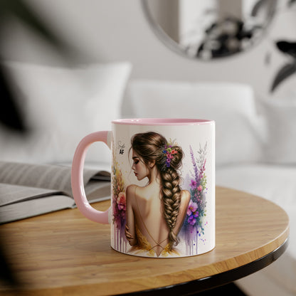 Floral Art Accent Mug, Coffee Cup for Home Decor, Gift for Her, Birthday Present, Inspirational Drinkware