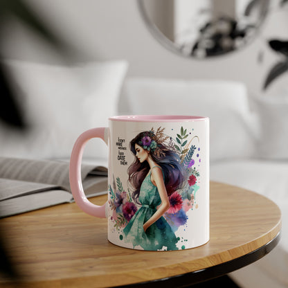 I Don't Make Mistakes, I Date Them Watercolor Floral Accent Mugs, Inspirational Coffee Cup for Nature Lovers, Gift for Her, Self-Care, Boho Style