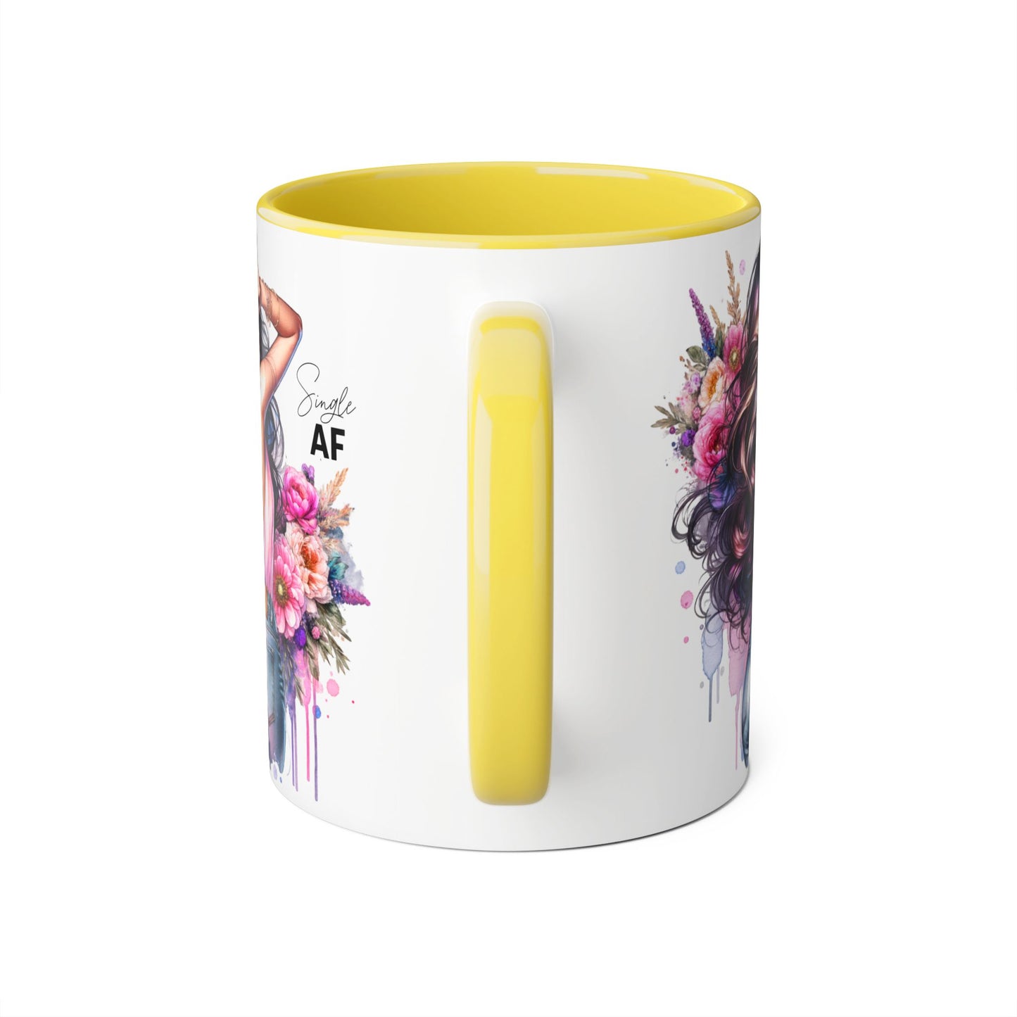 Single AF Chic Floral Accent Mug, Stylish Coffee Cup, Gift for Her, Trendy Home Decor, Birthday Present, Self-Love Reminder