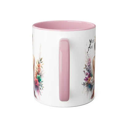 Floral Accent Mug with Yuck Fou Design – Gift for Coffee Lovers, Unique Home Decor, Flower Art Mug, Personalized Drinkware, Boho Style
