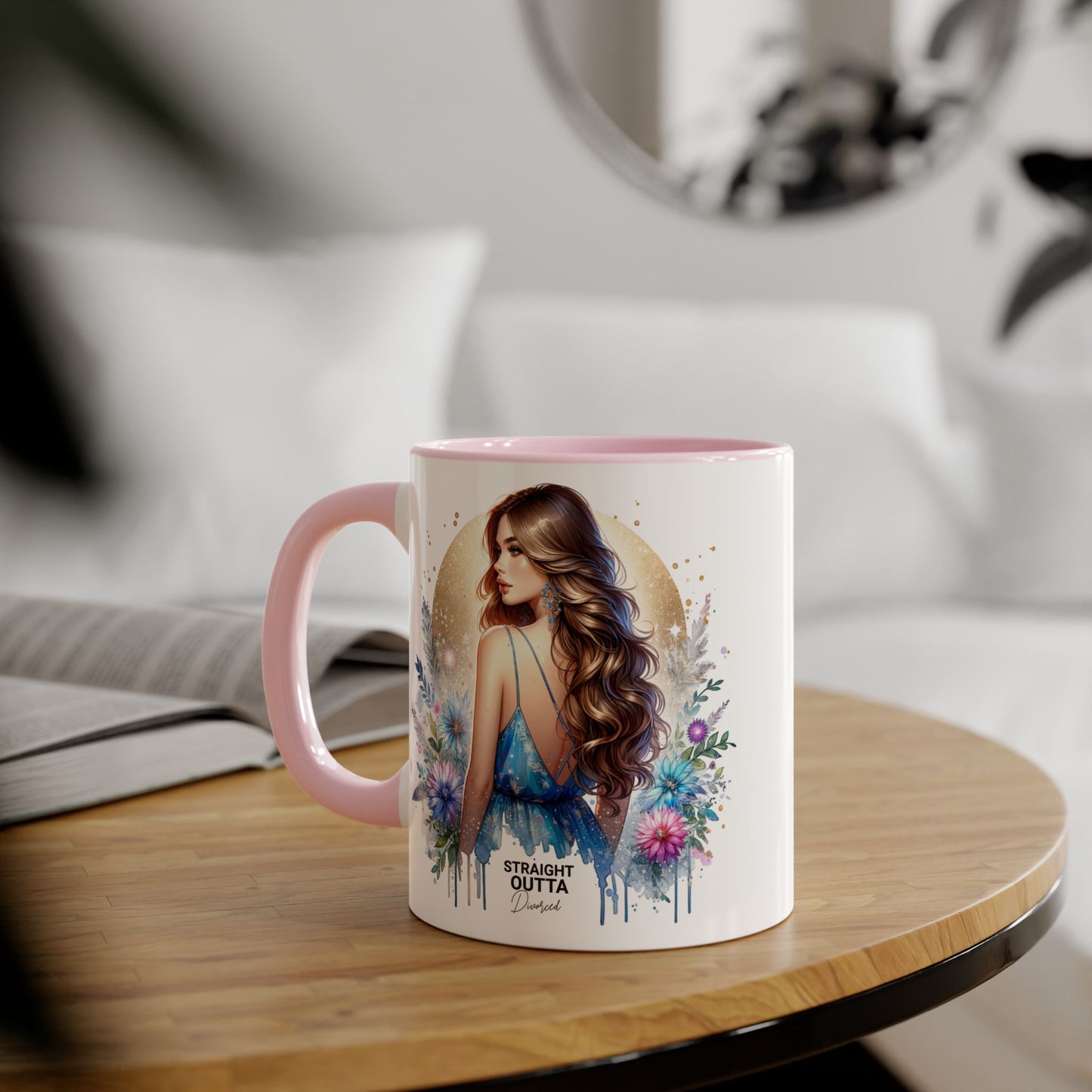 Straight Outta Divorced Humoristic Floral Accent Mugs - Unique Gift for Coffee Lovers, Home Decor, Birthday Gift, Art Mug, Personalized Drinkware