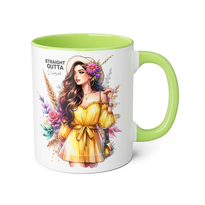 Straight Outta Divorced Humoristic Chic Floral Accent Mug, Stylish Coffee Cup, Trendy Teacup, Unique Gift for Friends, Perfect for Birthdays and Celebrations