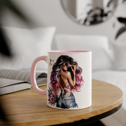 Yuck Fou Bohemian Floral Accent Mug, Artistic Coffee Cup, Unique Gift for Her, Trendy Home Decor, Floral Design