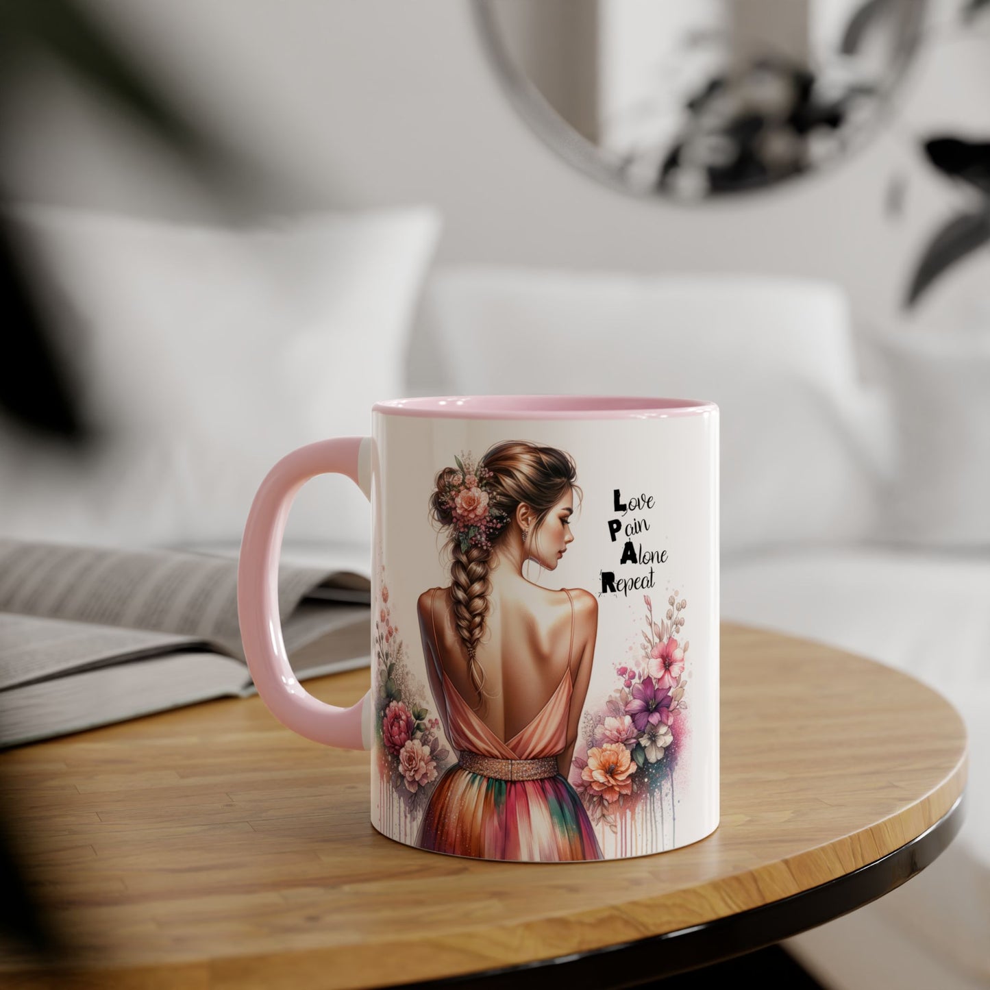 Artistic Floral Accent Mug - Inspirational Gift for Women, Coffee Lover's Decor, Unique Tea Mug, Perfect for Birthdays, Self-Care