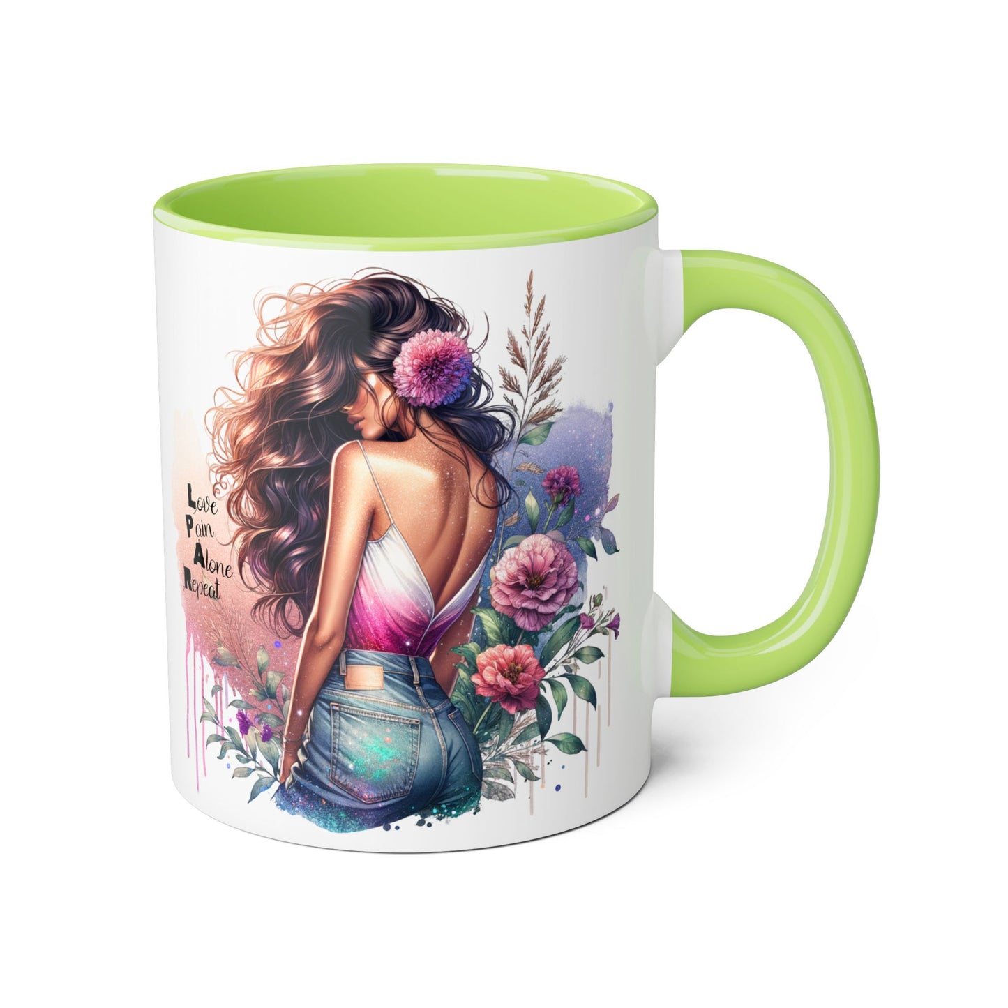 Floral Accent Mug, Coffee Cup, Gift for Her, Boho Decor, Inspirational Quote, Birthday Gift, Garden Lover's Mug